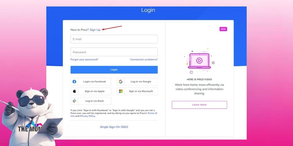 Nếu chưa có tài khoản, tiến hành đăng ký tài khoản Prezi mới 