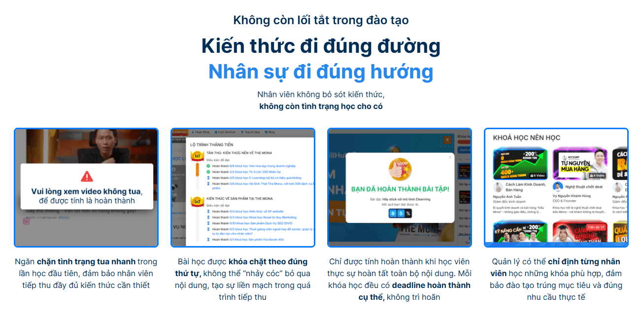 Các tính năng nổi bật của phần mềm đào tạo nội bộ MONA SkillHub