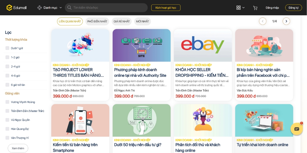 Khóa học kinh doanh Ecommerce tại Edumall