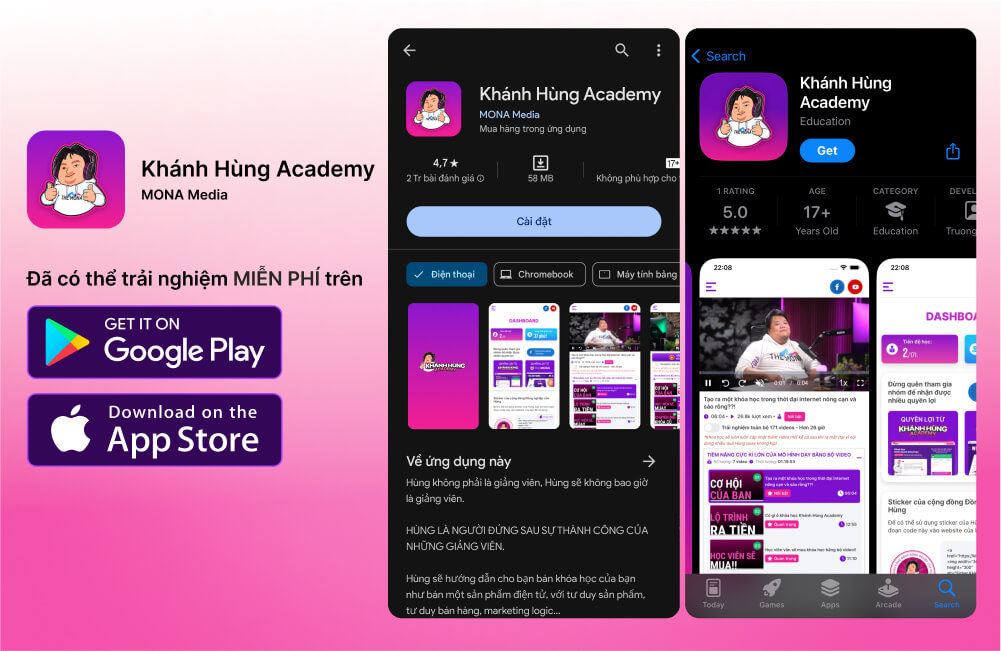 App Elearning Khánh Hùng Academy