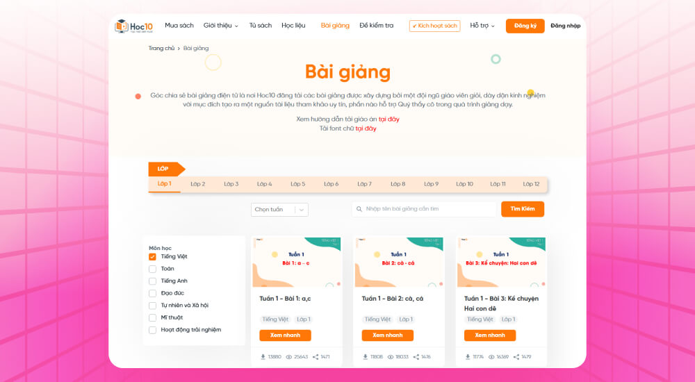 Kho bài giảng Elearning Hoc10