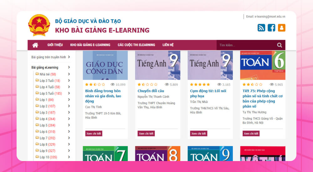 Kho Elearning của Bộ GD&ĐT