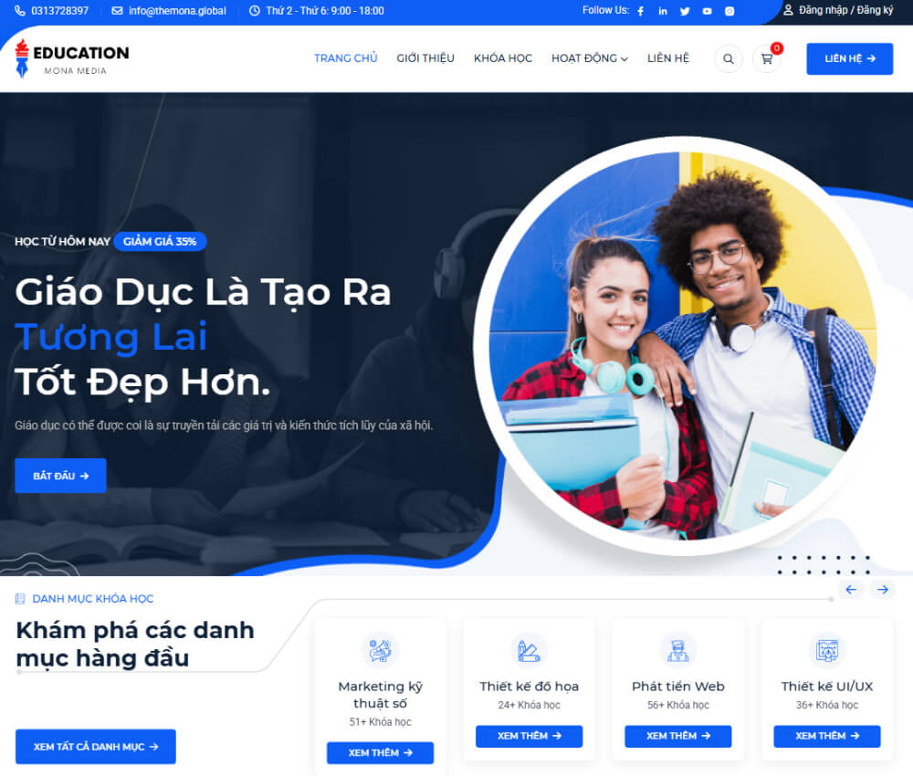 Mẫu landing page giáo dục đẹp
