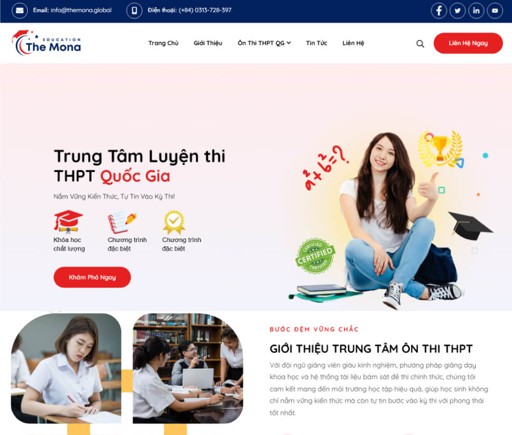 Mẫu trang web trung tâm luyện thi