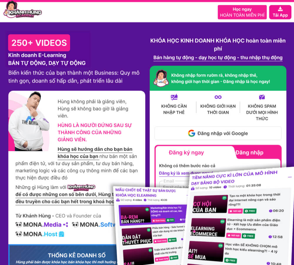 Ví dụ mẫu landing page bán khóa học online