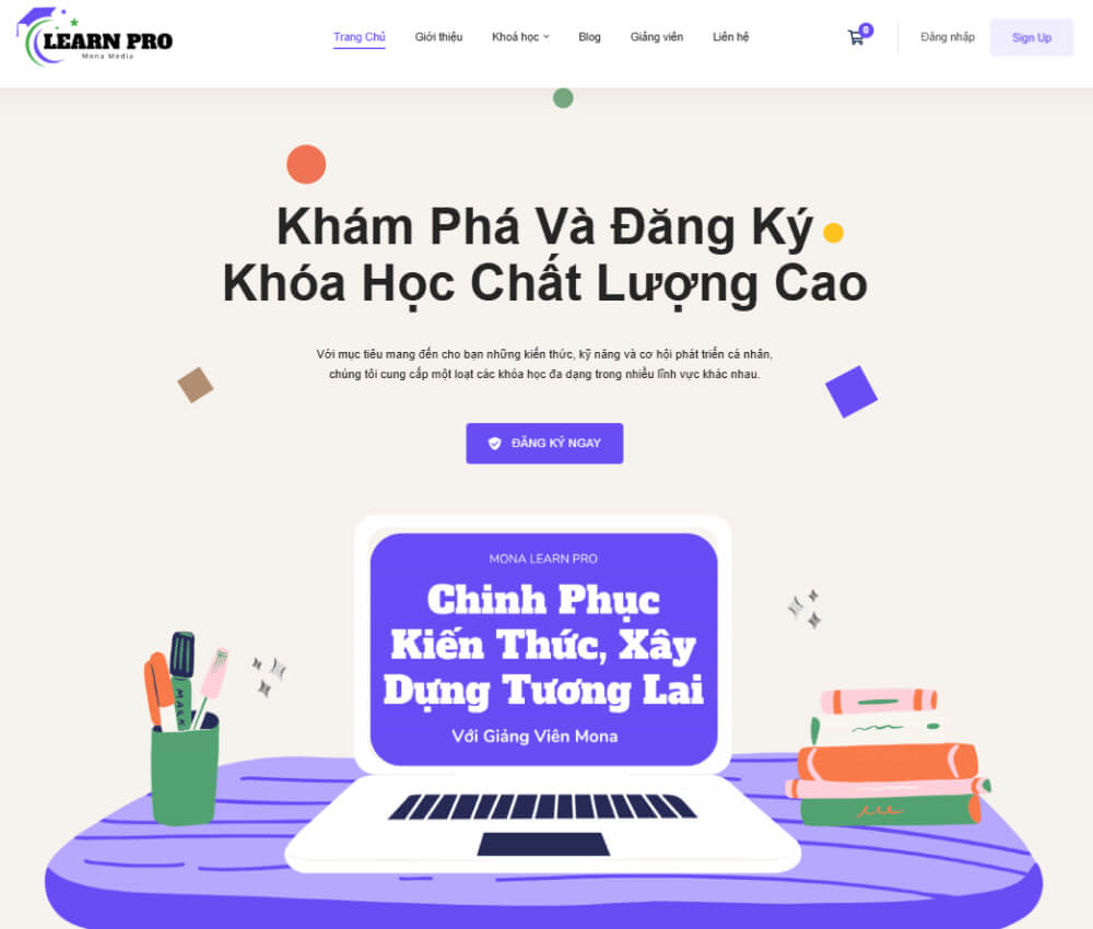 Ví dụ mẫu landing page khóa học trực tuyến