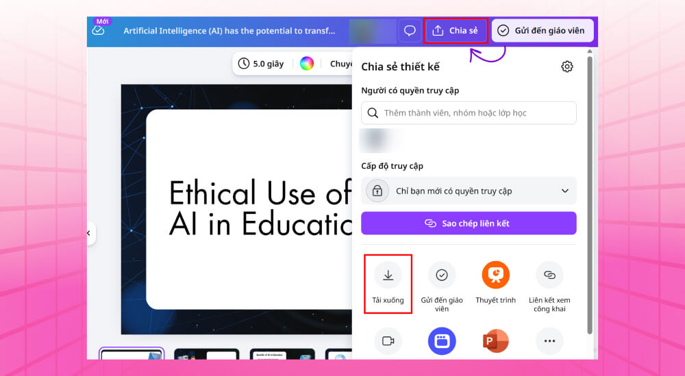 Bước hoàn tất thiết kế giáo án trên Canva Bước hoàn tất thiết kế giáo án trên Canva