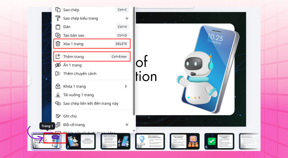Thao tác thêm và xóa slide Thao tác thêm và xóa slide thiết kế