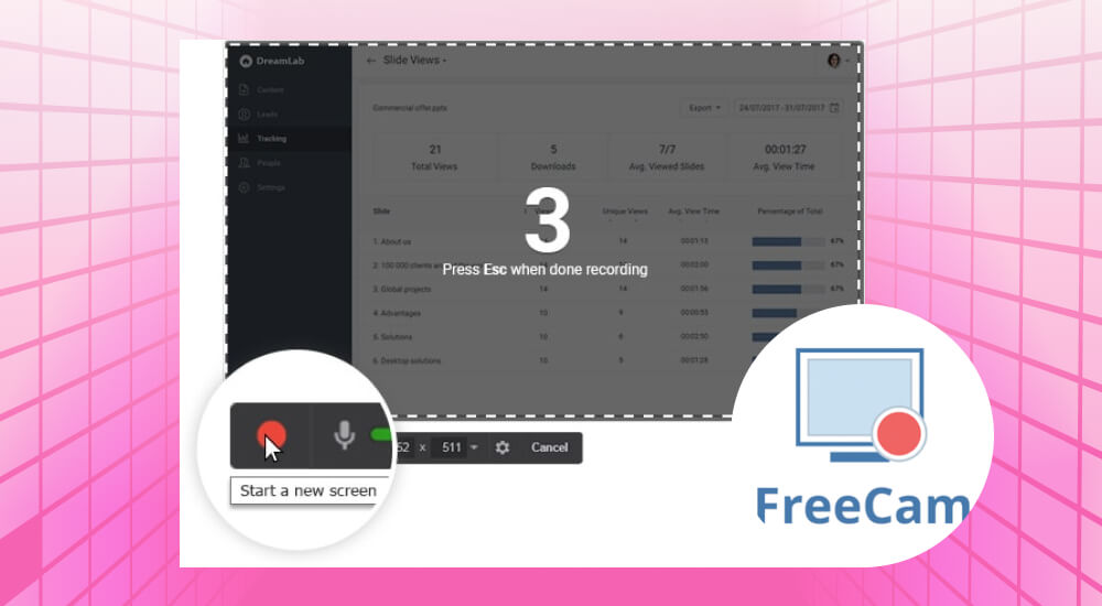 Freecam ghi video elearning