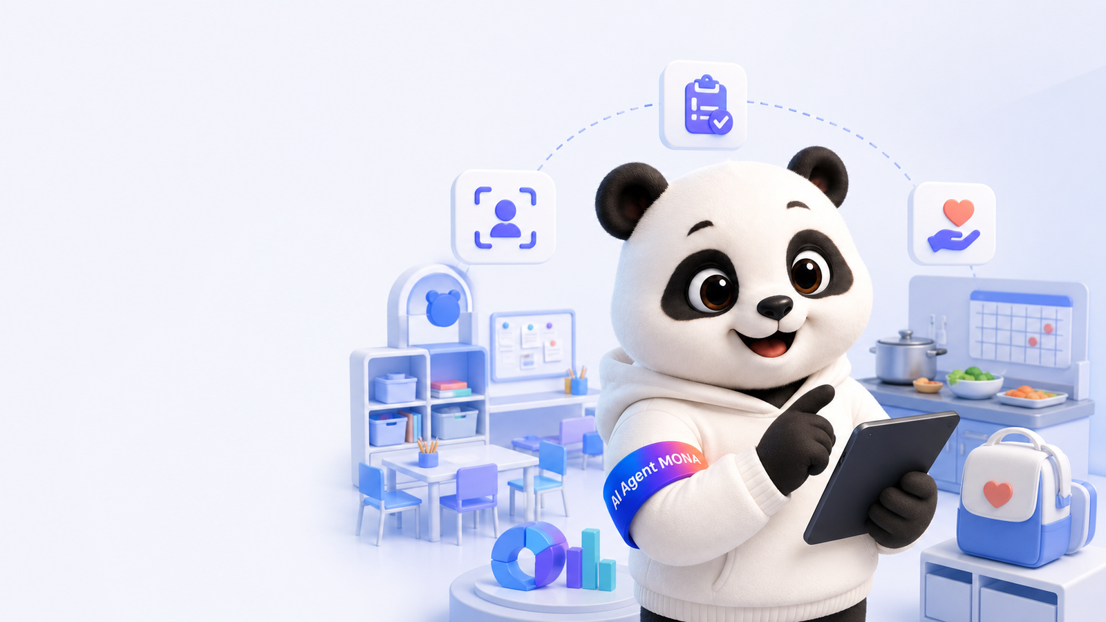 Gấu MONA vận hành phần mềm quản lý mầm non cho lớp học, bếp và phụ huynh