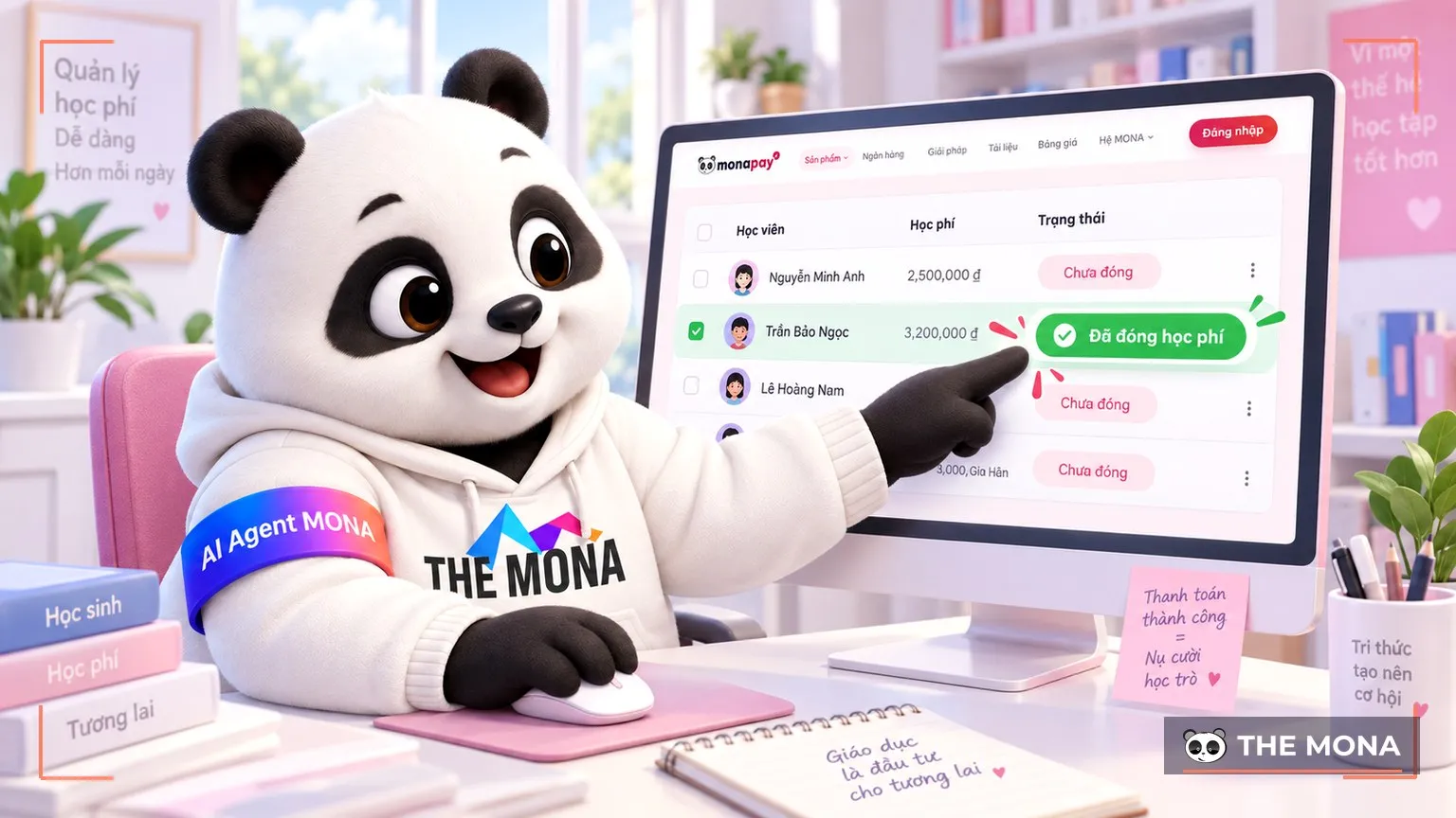 Gấu MONA nhìn màn trung tâm chuyển học viên sang Đã đóng học phí xanh