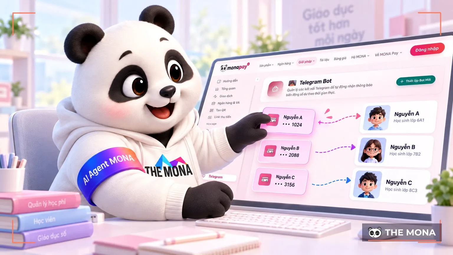 Gấu MONA phát cho từng học viên một thẻ số tài khoản riêng (tài khoản ảo)